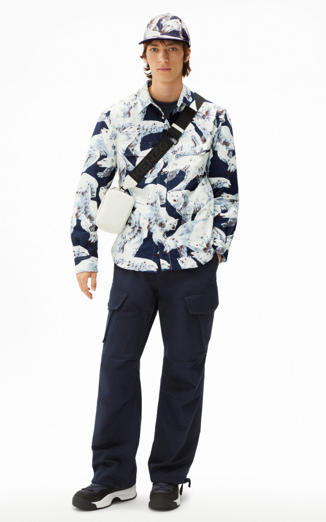 Kenzo Polar Bear The Invierno Capsule Camisa Hombre Azules Negras | 2975340-UI